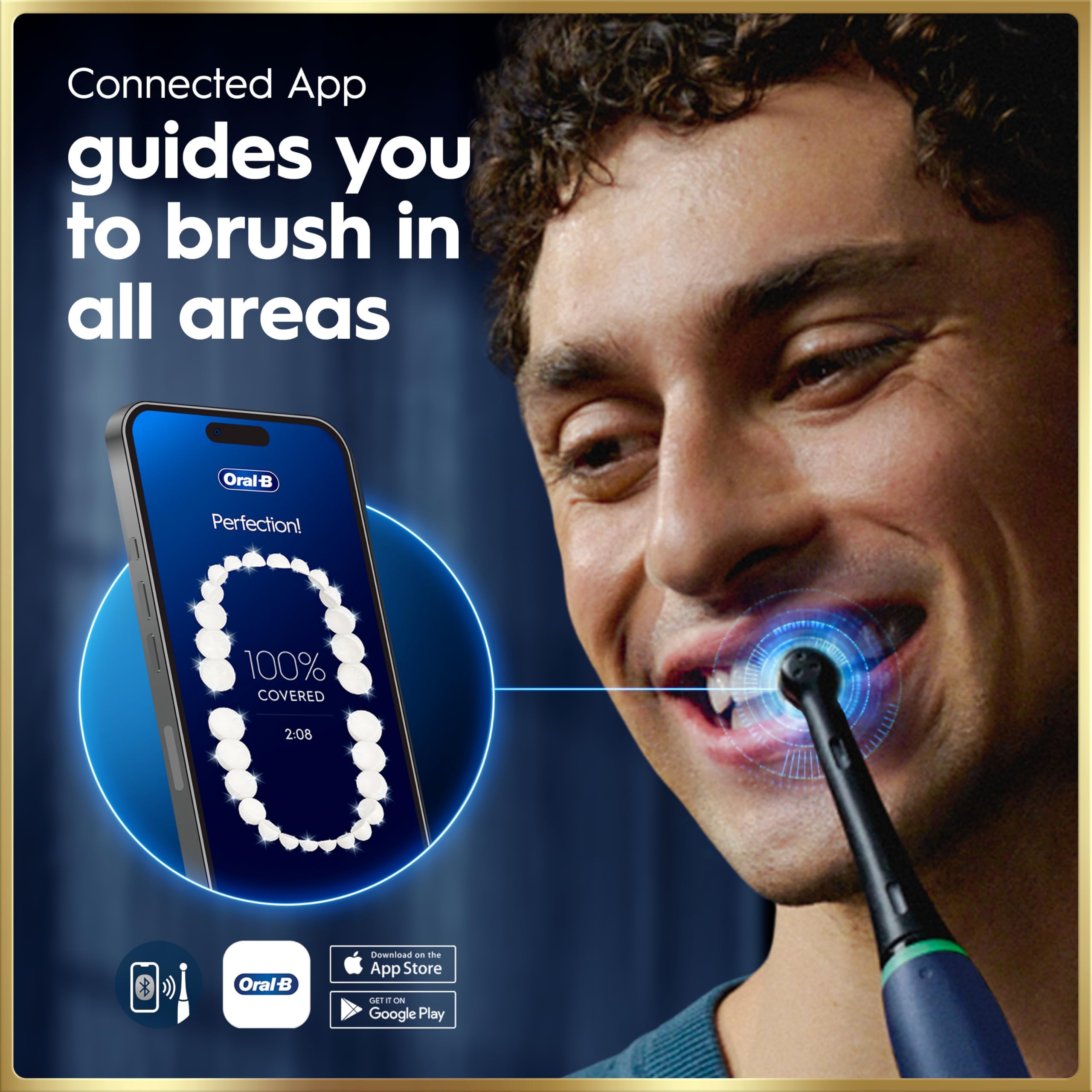 Oral-B iO9 Genius cepillo de dientes eléctrico en azul con bolsa de viaje recargable, pantalla interactiva, ajuste automático y sensor de encías