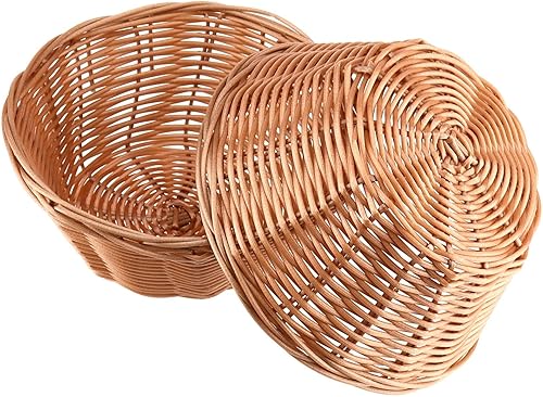 Miniatura 5 de PINGEUI 16 cestas de pan a granel, cestas redondas de plástico de 7 pulgadas, cestas tejidas pequeñas marrones para alimentos, frutas, verduras,