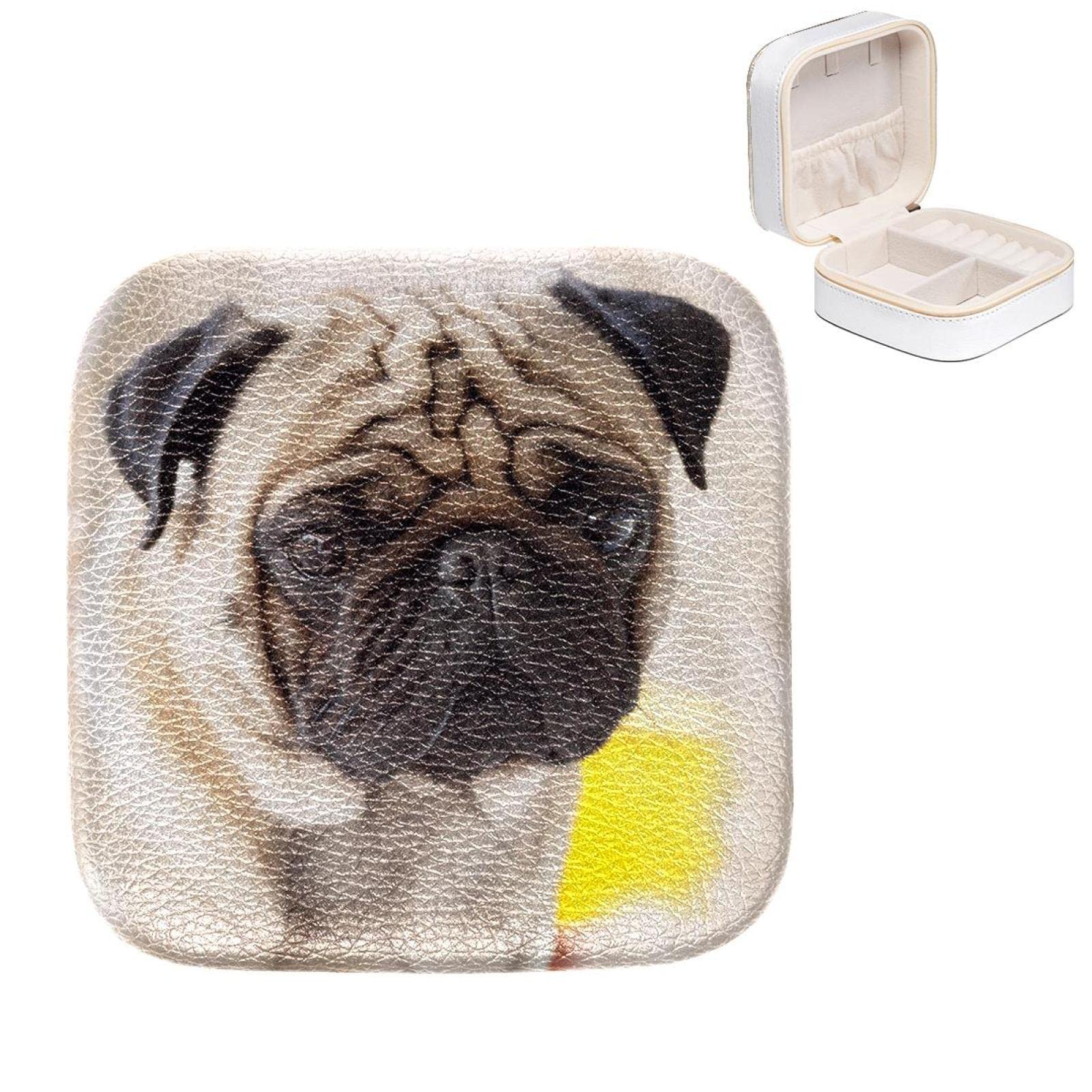 Boîte à bijoux pour femme et fille motif carlin idée cadeau