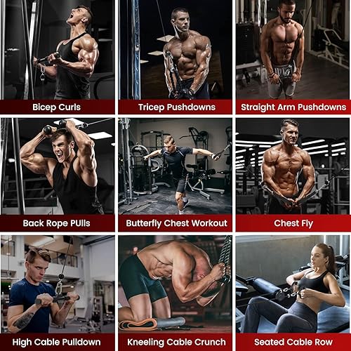 Miniatura 4 de Concho Sistema de polea de peso, sistema de polea de cable mejorado para gimnasio con cable de peso ajustable y asas desmontables, sistema de polea