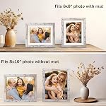 8x10 Picture Frame, Display Photos 6x8 with Mat or 8x10 without Mat, Poster Frame for Wall and Tabletop, Distressed White