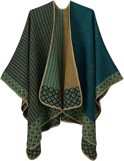 Women's Shawl Wrap Poncho Ruana Capes Open Front Cardigan Blanket Wraps for Fall and Winter