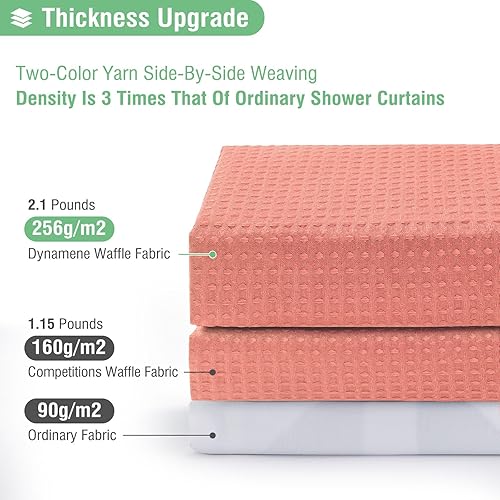 Vista 375 de Dynamene Cortina de ducha larga de tela negra – Cortinas de ducha de tela alta y resistente con textura de gofre, juego de cortina de baño de lujo