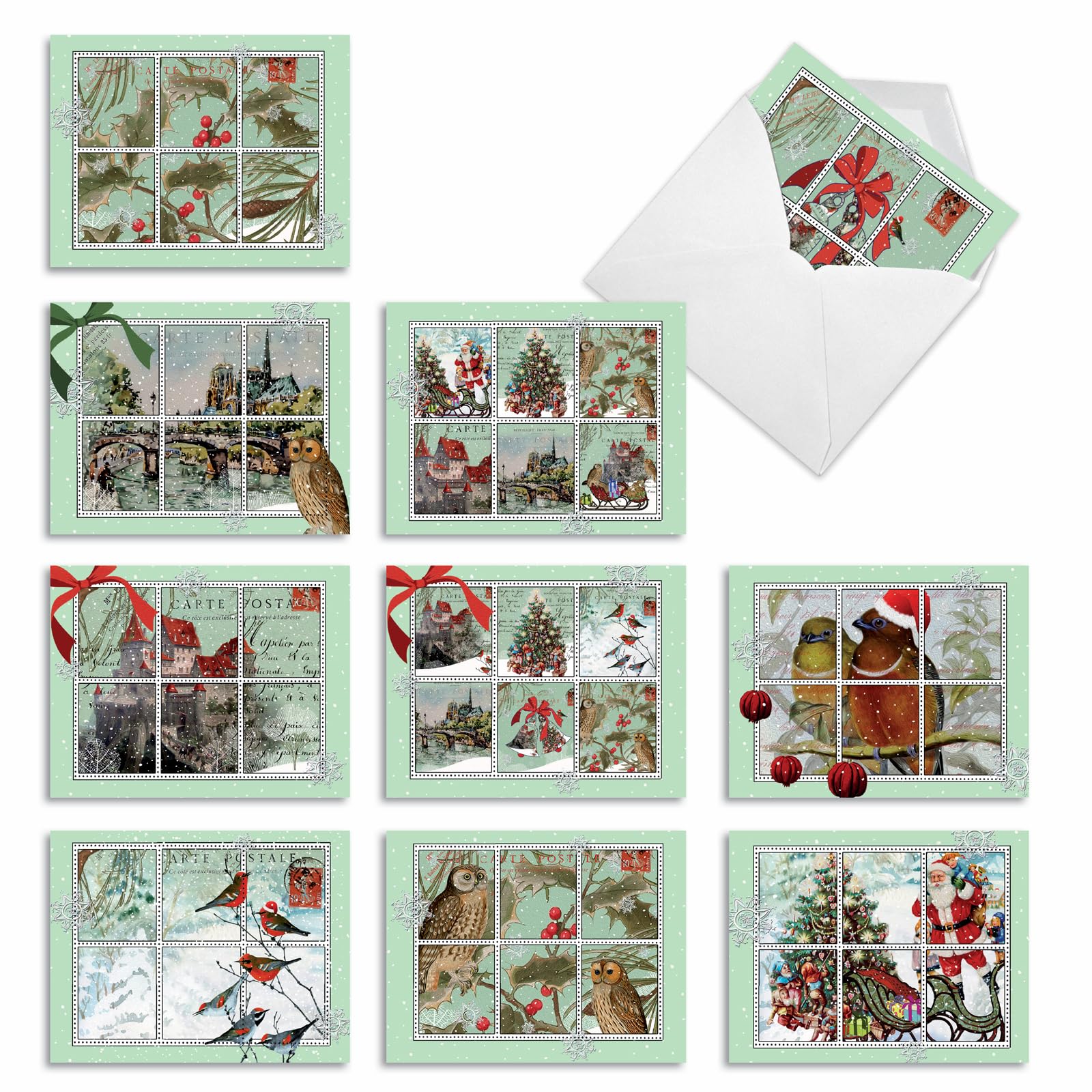 Best Card Co 10 Merry Christmas Boxed Cards Postal M10013XS