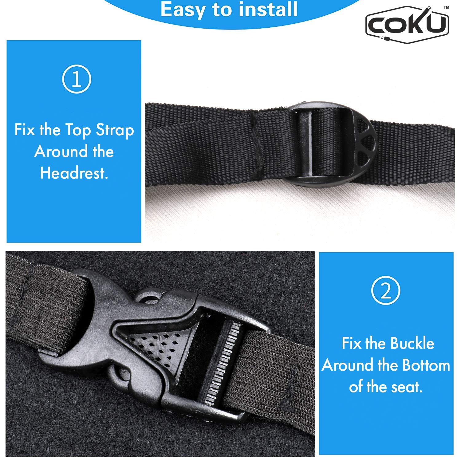 coku Universal Back Seat Car Organizer Multi Pocket Storage with Document, Water, Bottle Tablet and Tissue Holder (Black) - Image 5 thumbnail