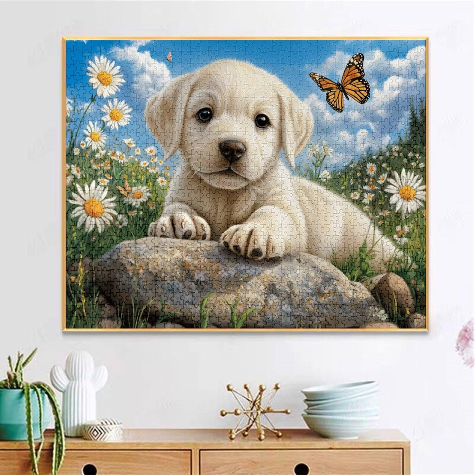 Puzzle 5000 Pezzi, 3 4 5 Anni Puzzle Farfalla 6 7 8 Anni Giochi Educativi Sostenibili Con Motivi Per Adulti Da Gioco in Legno Di Alta Qualità Jigsaw Golden Retriever per Gioco Familiare, Regalo H-17