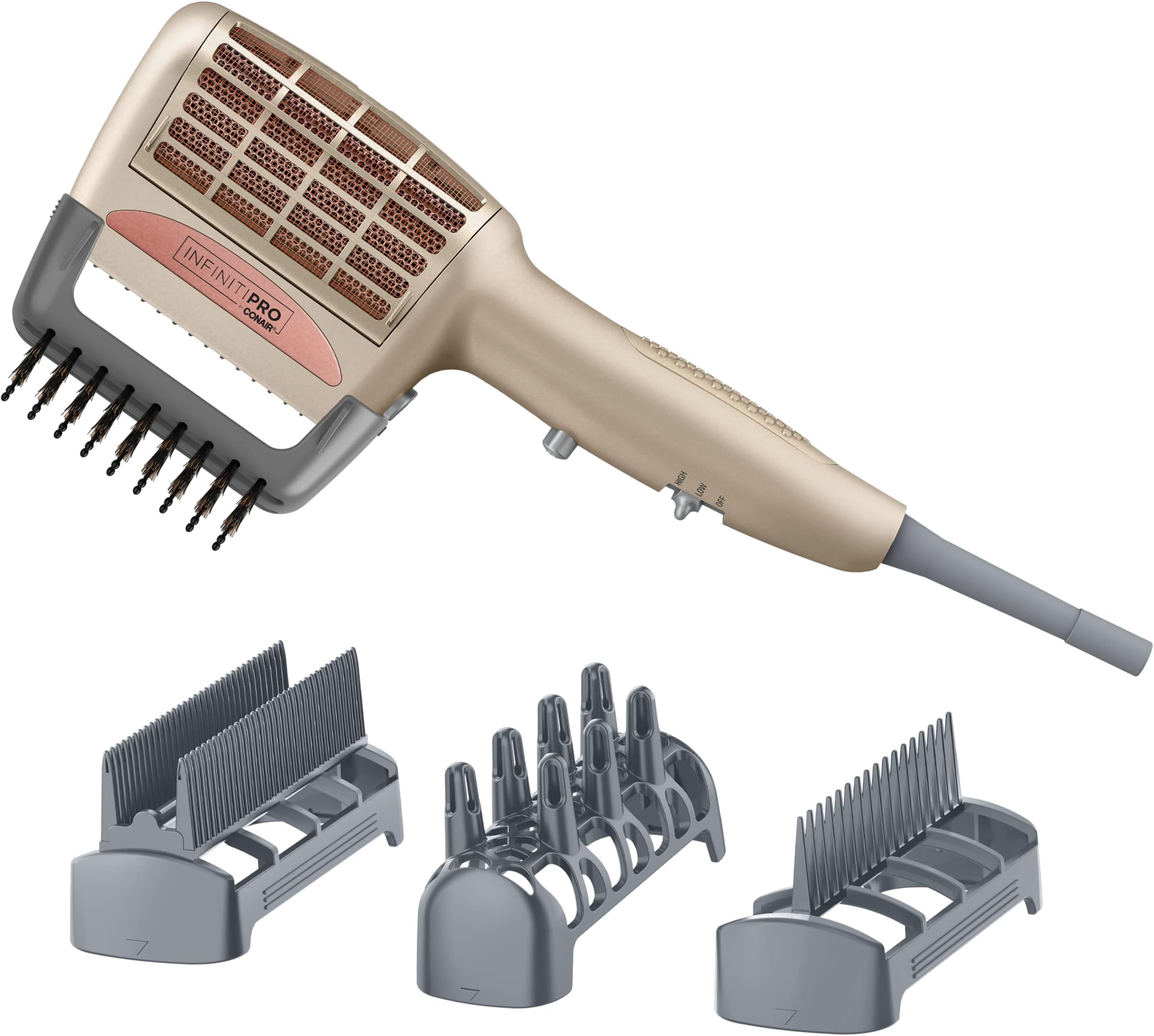 INFINITIPRO BY CONAIR 4-in-1 Frizz Free Styling Hair Dryer, 1875W Hair Dryer and 4 Attachments