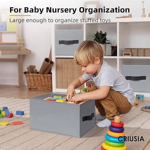 Miniatura 5 de Criusia Cestas de almacenamiento grandes para organizar, paquete de 8 cubos de almacenamiento de tela para ropa, organizadores de armario del hogar