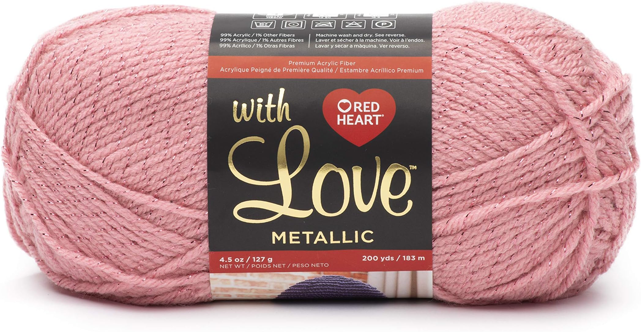Red Heart with Love Metallic Yarn, Rose