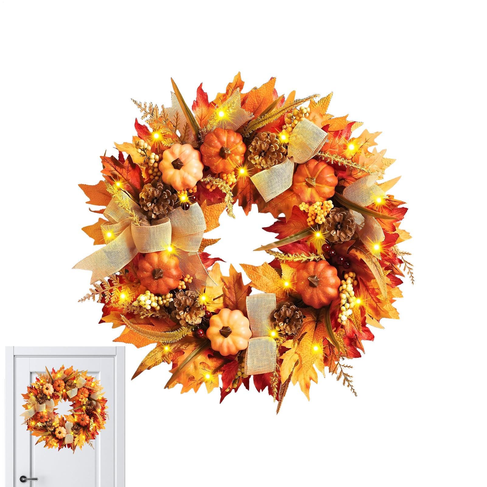 Ghirlanda autunnale raccolto foglie d'acero bacche 45 cm