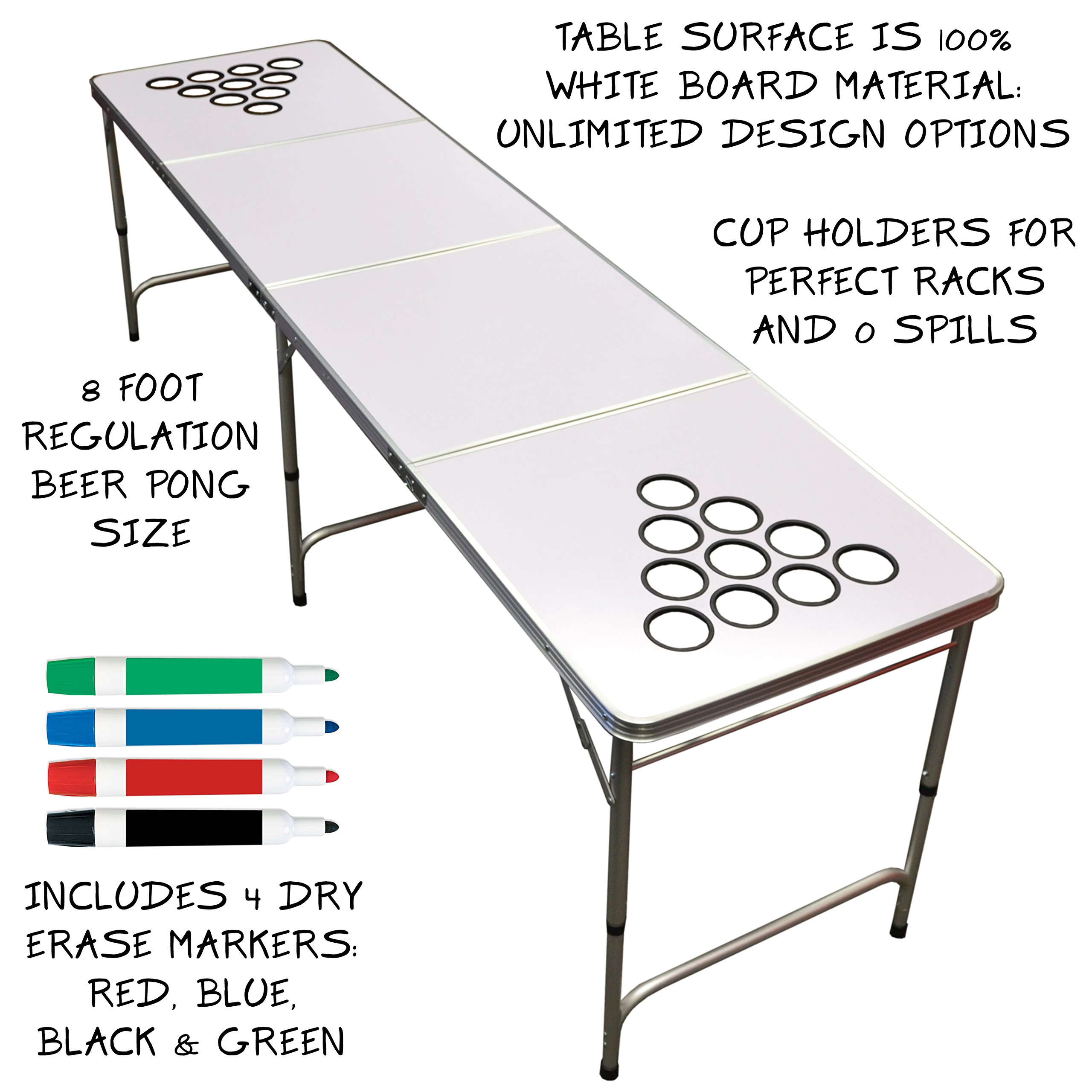 GoPong 8 Foot Beer Pong Table with Customizable Dry Erase Surface