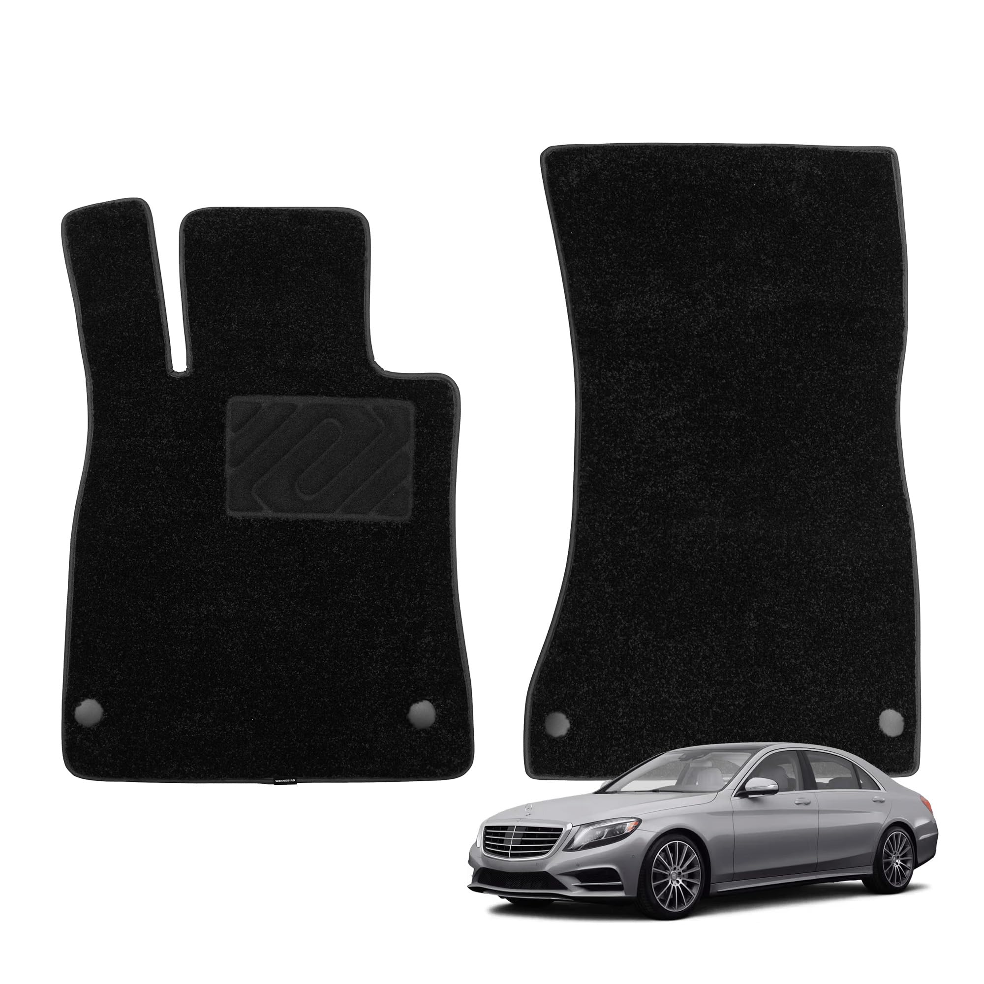 WENNEBIRD Superior Carpet Front Row Floor Mats for 2014-2020 Mercedes-Benz S-Class Sedan (W222), 0.6-Inch Ultra-Thick, Noise-Reducing, All-Weather Waterproof Anti-Slip – 2-Pc Set