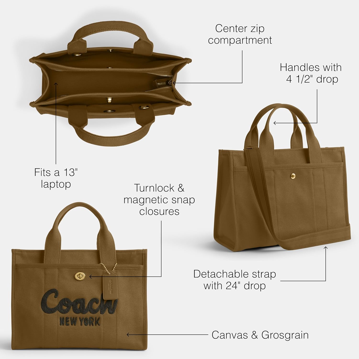 Coach Cargo Tote Bag with Bow Print