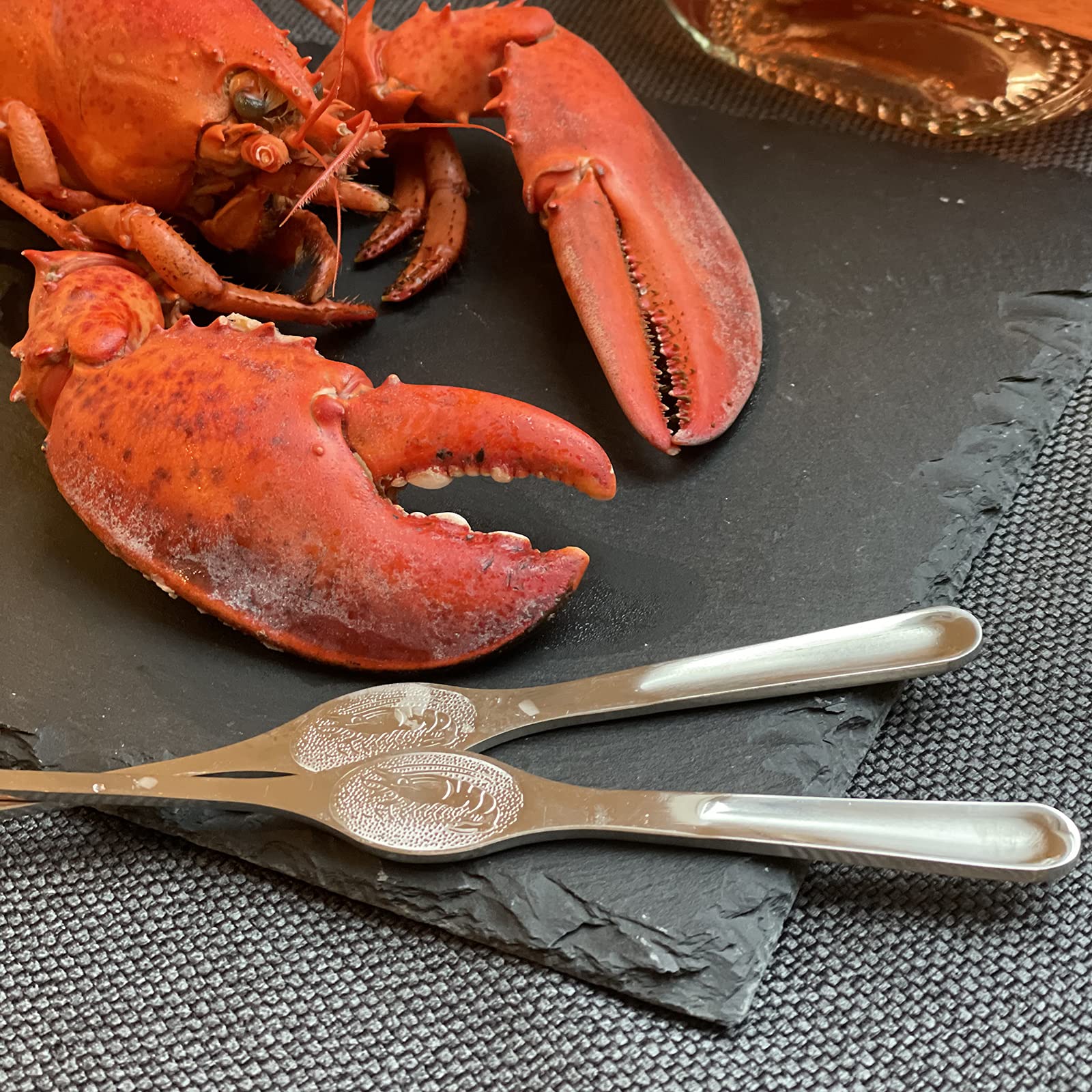 Westmark Set à Homard, 4 pièces, 2 Casses-Homard, Cracky + 2 Fourchettes à Homard, Aluminium avec Revêtement spécial alimentaire/acier inoxydable, argenté, 660022E6