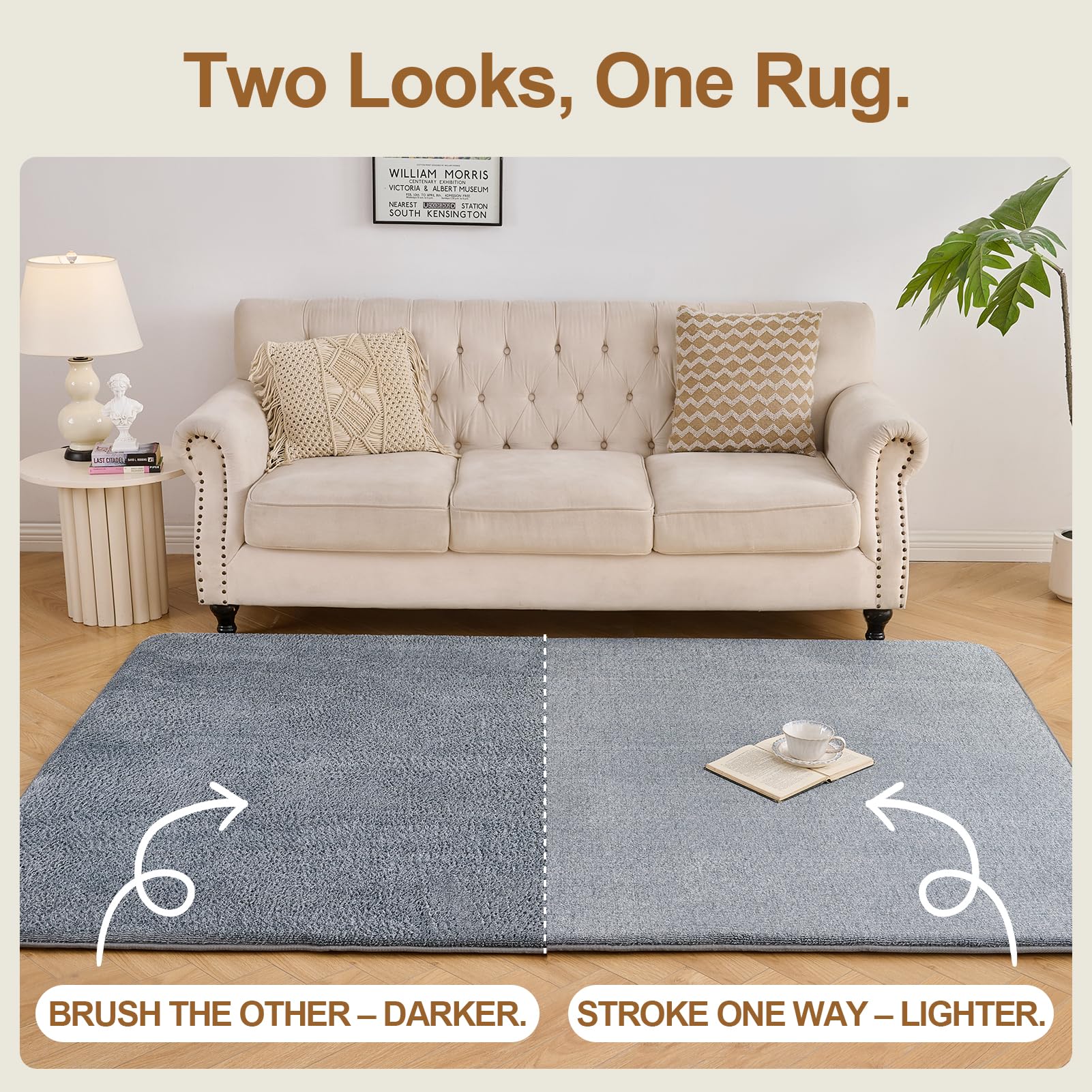 VK·LIVING Tapis de qualité supérieure - 30 mm d'épaisseur - Éponge haute densité douce à poils moyens - Tapis antidérapant pour salon, chambre à coucher, chambre d'enfant, bureau - Gris - 120 x 170 cm
