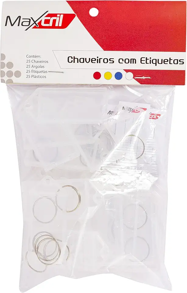 Chaveiro com Etiqueta Branco – Kit com 25 Unidades para Identificação e Organização de Chaves