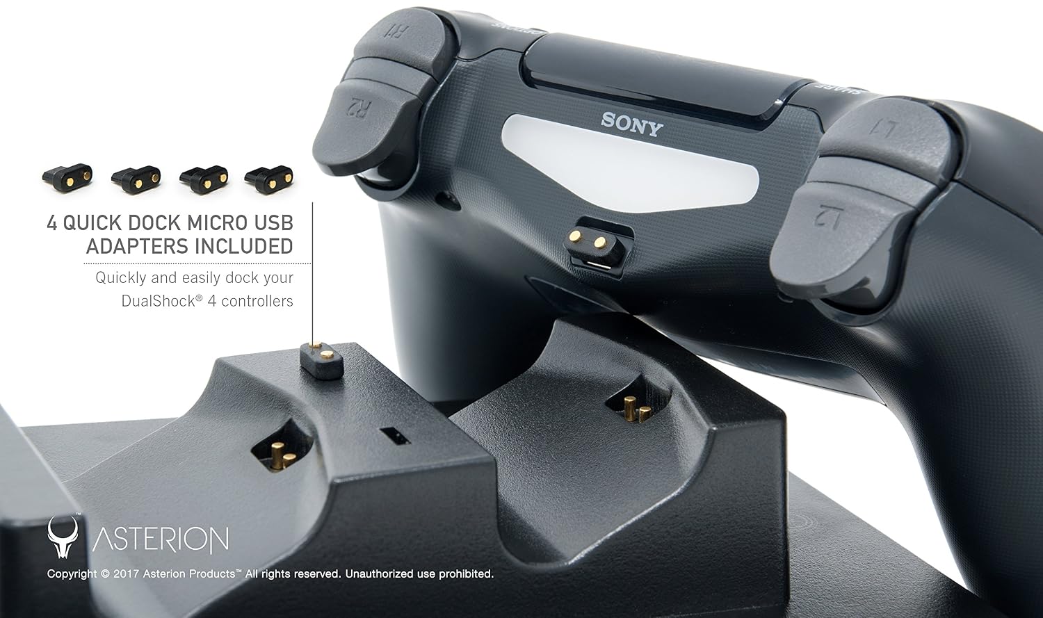 PSVR Charging Stand with Optional Illumination by Asterion Products - Rapid AC Charger Display holds the PlayStation VR Headset, (2) DualShock 4, (2) Move Controllers & Headphones