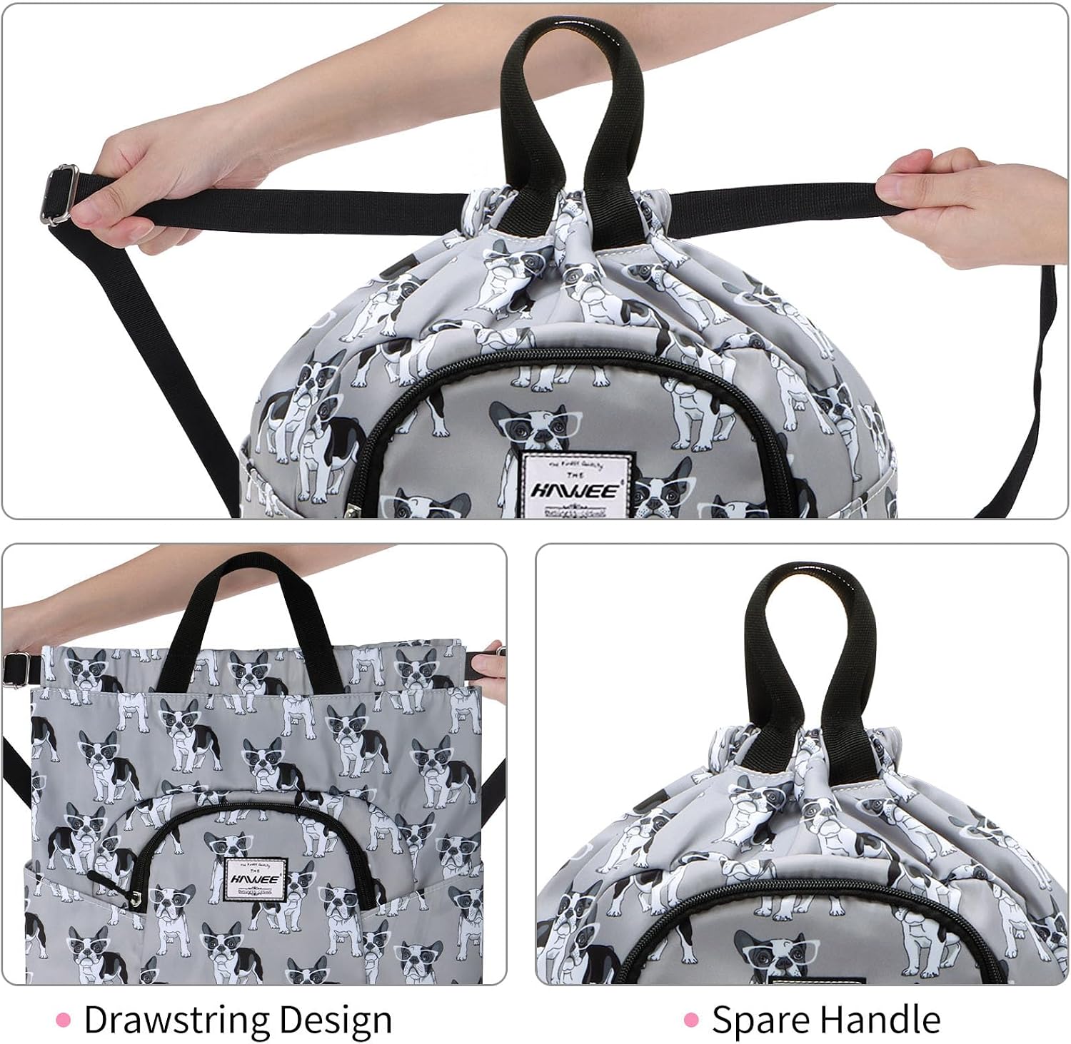 Dry Wet Drawstring Backpack with Shoe Compartment for Women Adjustable Gym Bag
