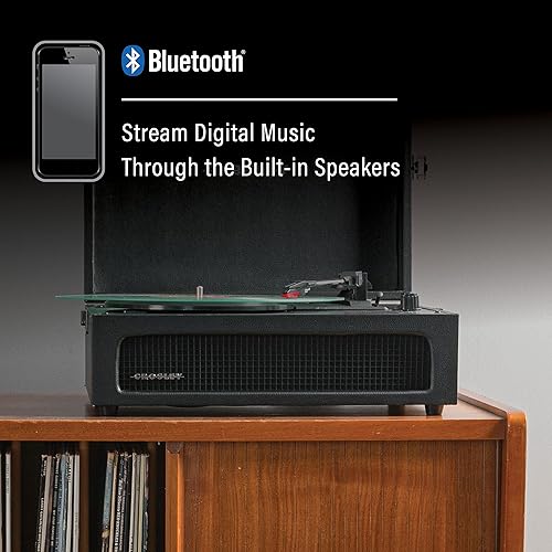 Miniatura 4 de Crosley CR8017B-BK Voyager - Tocadiscos portátil clásico de vinilo con Bluetooth de entrada/salida y altavoces integrados, Negro