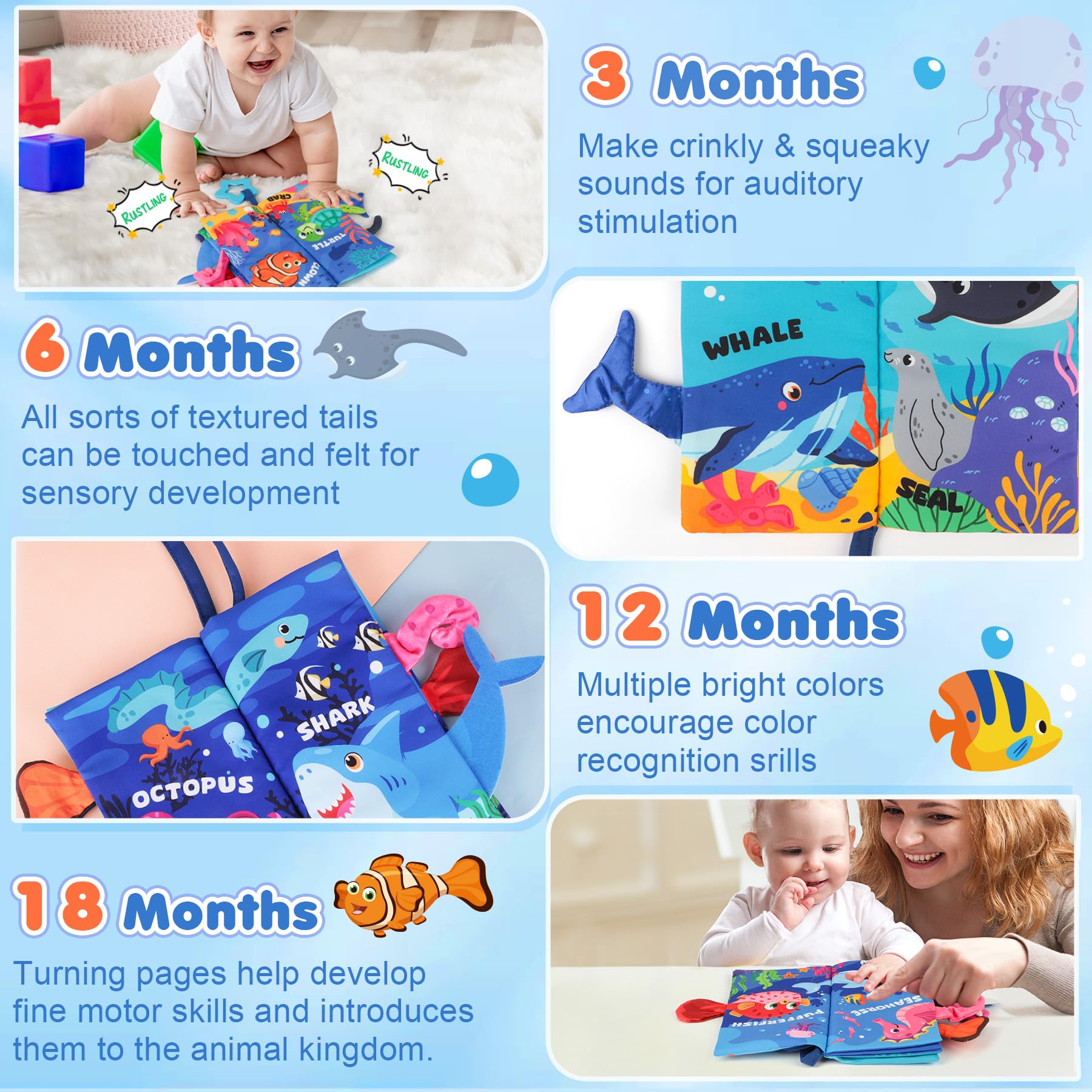 BBWOO Baby Books 0-6 Months, Sensory Toys for Babies Touch & Feel Tummy Time Books Baby Gifts for 0 3 4 6 Months Boys Girls - Image 3