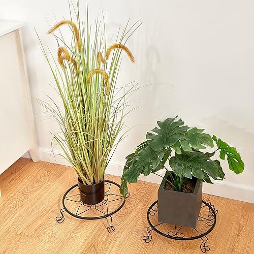 Miniatura 6 de Soporte de metal para plantas de 12 pulgadas para interiores y exteriores, soporte para macetas para patio, estante redondo de hierro forjado,