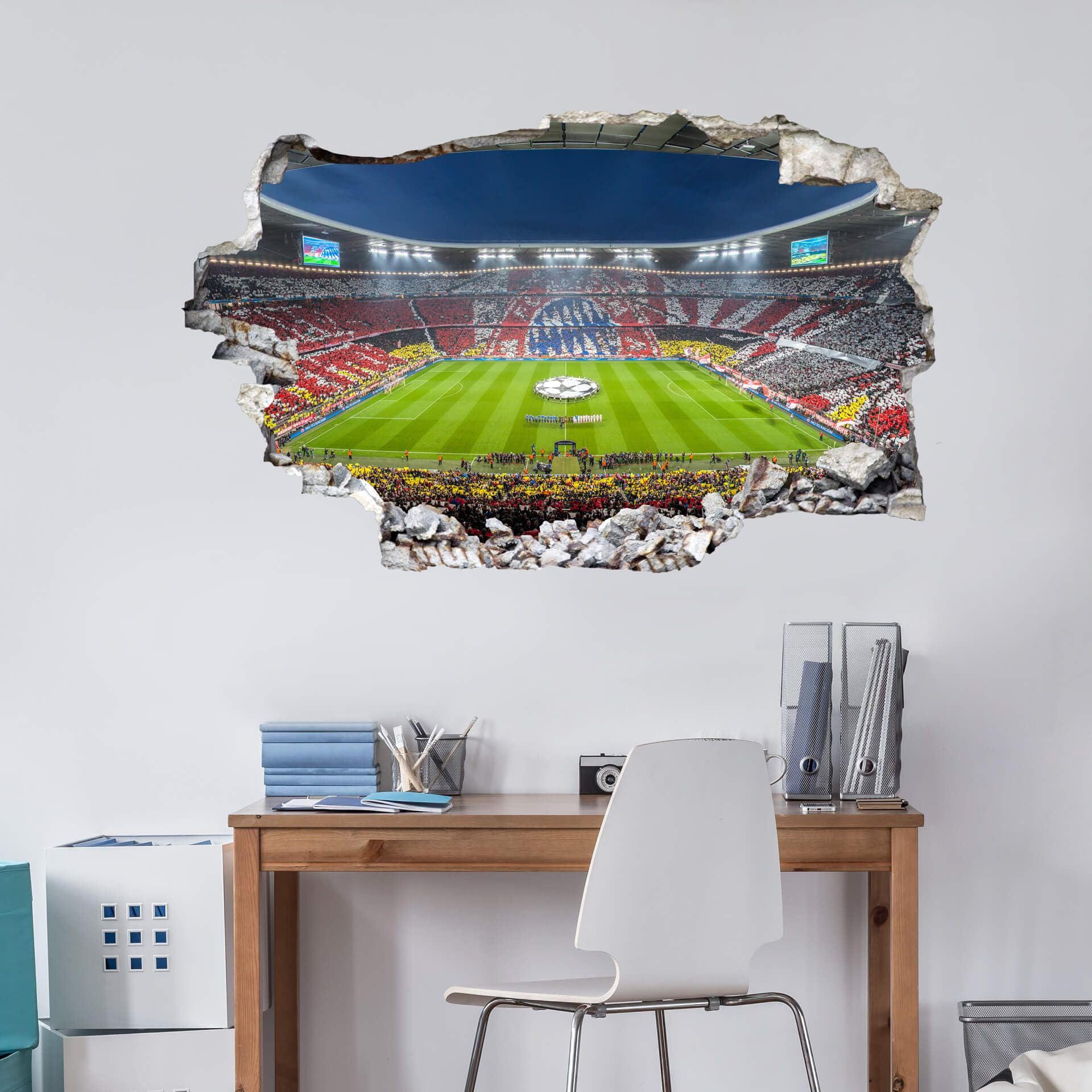 FC Bayern München Wandtattoo Fußball Wandsticker XXL Fussballstadion Fanartikel Selbstklebend FCB Klebebilder für die Wand 80x49