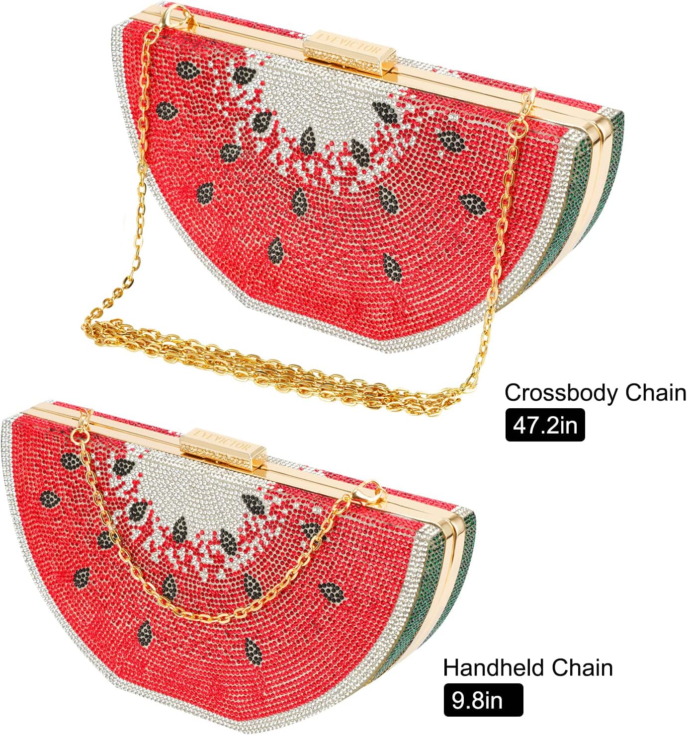 Clutch Purse for Women, Crystal Evening Bag, Watermelon Shape Handbag, Rhinestone Money Hand Bag