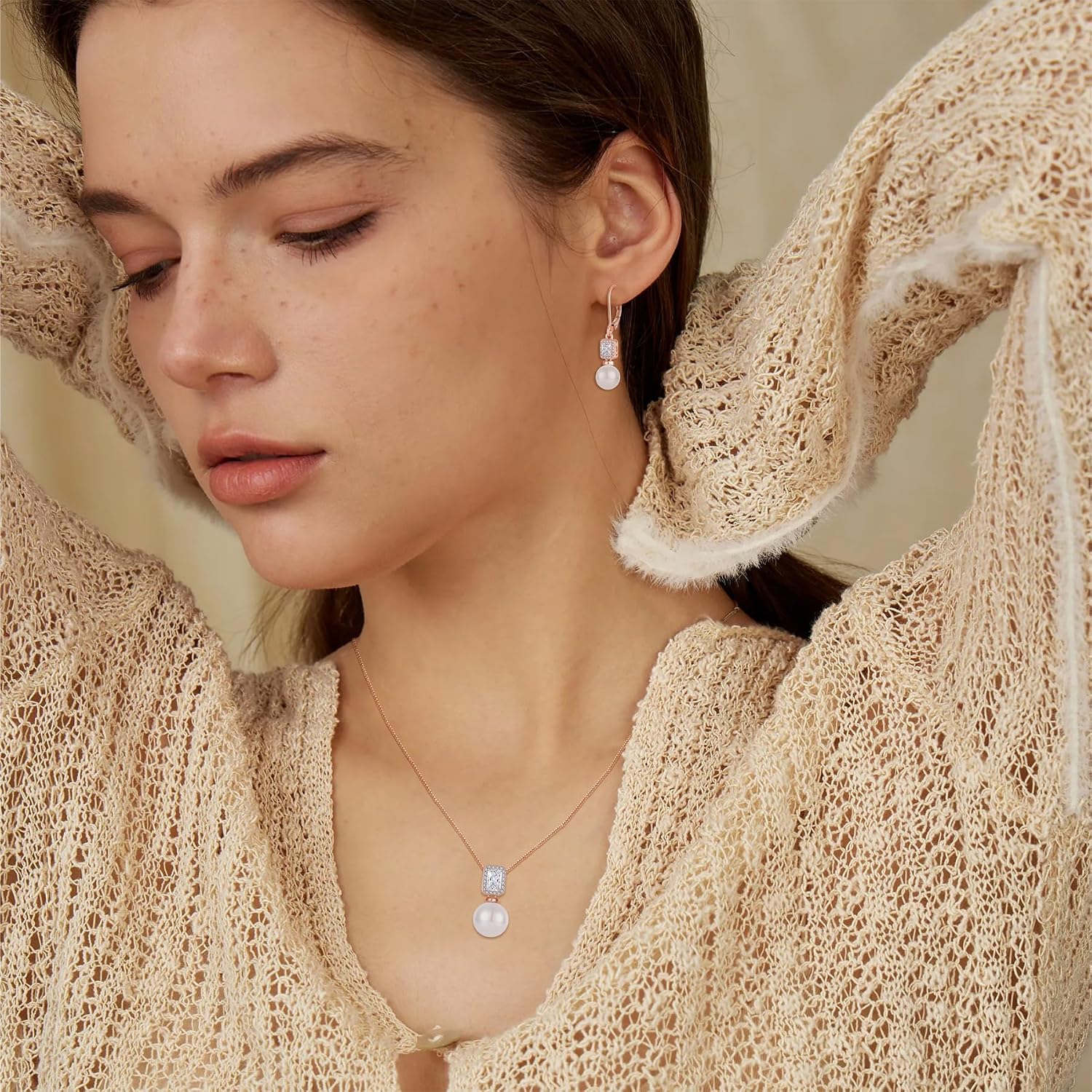 Pearl Earrings for Women 925 Sterling Silver Birthstone and Pearl Dangle Drop Leverback Earrings Jewelry Gifts for Her