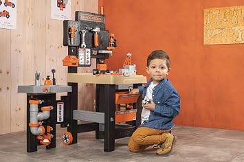 Smoby Black and Decker Kids Mega Centre Workbench with 95+ Accessories Pretend play toy workbench with tools