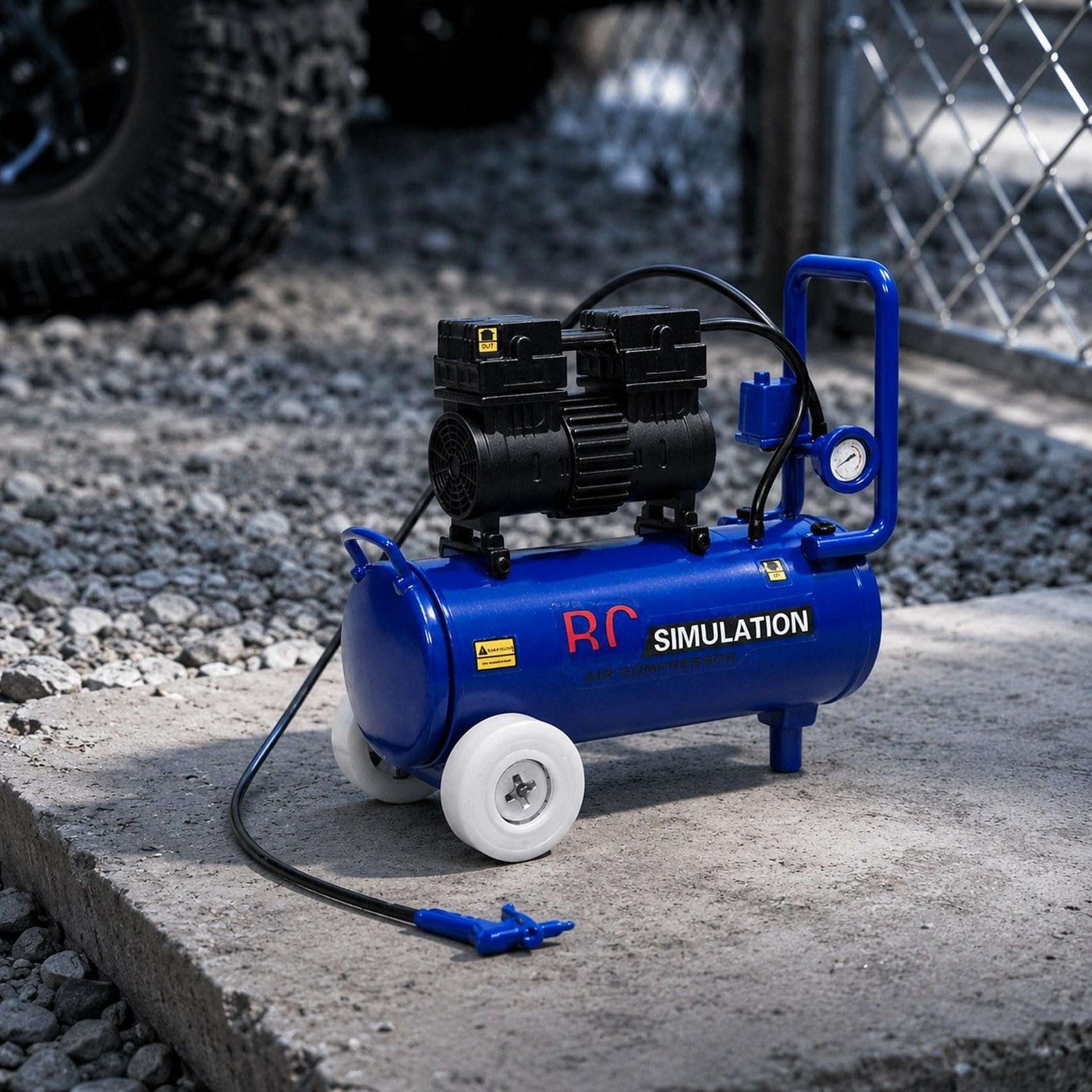 MagiDeal Pompa di Simulazione per RC Crawler, Manutenzione Decorativa, Modifiche Fai da Te, Pezzo di Ricambio, Mini Compressore, Pompa per 1:10, Blu