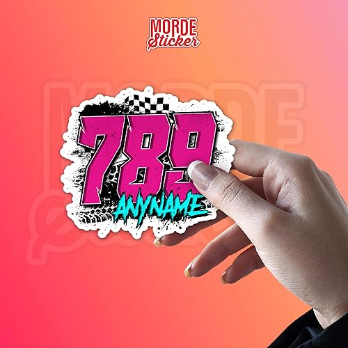 Miniatura 59 de Calcomanías personalizadas con números de carreras, calcomanías de vinilo troqueladas para casco duro, laptop, botella de agua, teléfono, Número