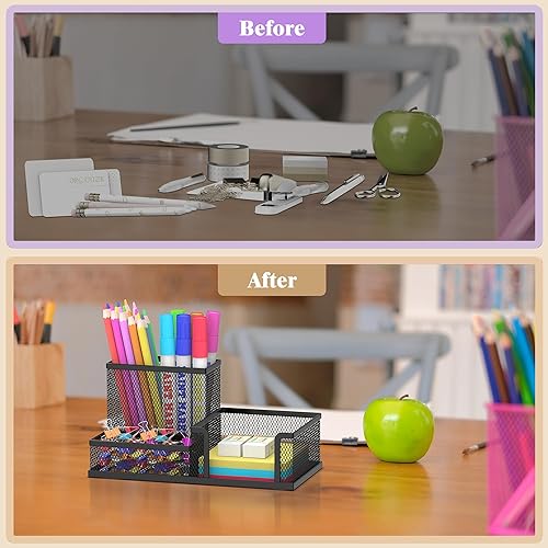 Miniatura 6 de SUPEASY Organizador de escritorio, suministros de oficina con 3 compartimentos, accesorios de escritorio y organizadores de espacio de trabajo para