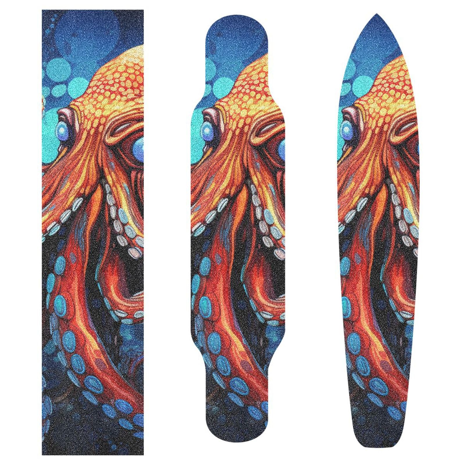 Abstrakte Rote Krake Skateboard Griptape Rutschfest Selbstklebend Longboard Griptapes Aufkleber Griffband 9x33in,44x10in(1pcs)
