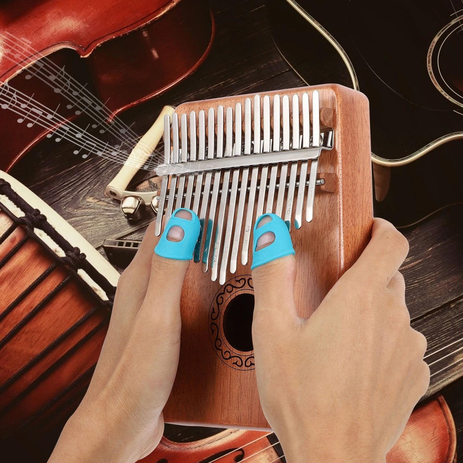 17 Nutowy Kalimba Kciukowa Na Pianino Z Fakturą Drewna Wielorybiego Idealna Dla Początkujących Kalimba