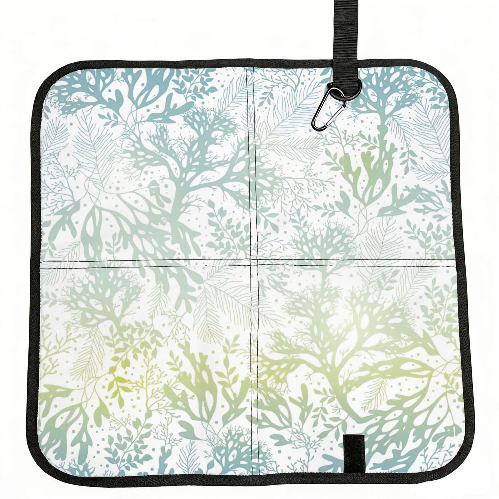 AYYQWE Green Sea Blue Seaweed Print Foldable Seat Cushion Portable Chair Pad Office Commuting Picnic Camping Outdoor