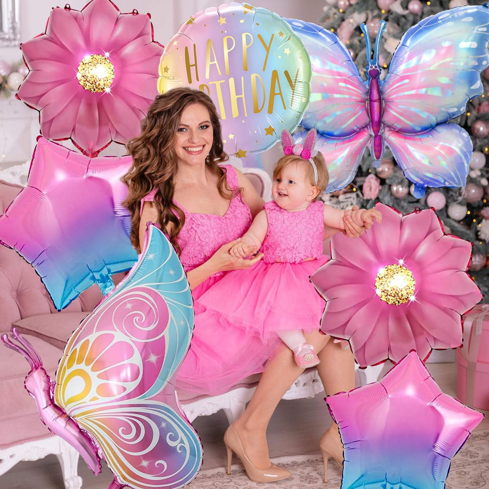 8 Palloncini XXL A Forma Di Farfalla In Alluminio, 100x74 Cm, Per Compleanni E Feste Per Ragazze, Decorazioni Con Elio O Aria - 2