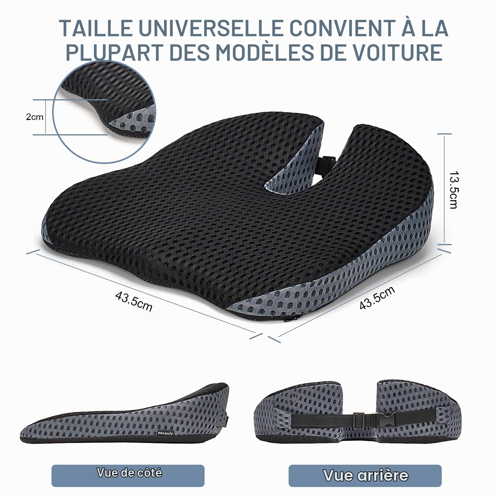 Coussin Voiture Conducteur- en Mousse à mémoire de Forme, antidérapant, pour Bureau, Auto et Camion (Lot de 2)
