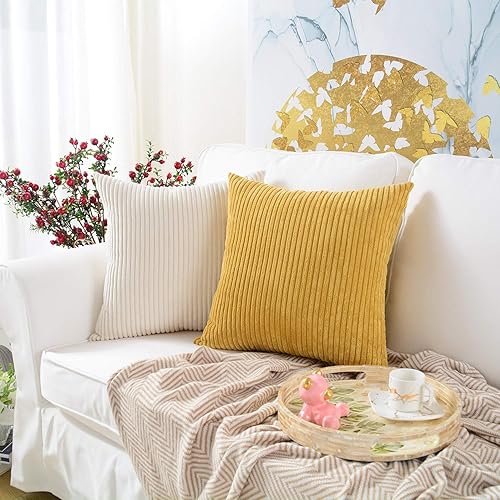 Miniatura 5 de MERNETTE- Funda de cojín de pana, suave, decorativa, cuadrada, para decoración del hogar, para sofá, cama, silla