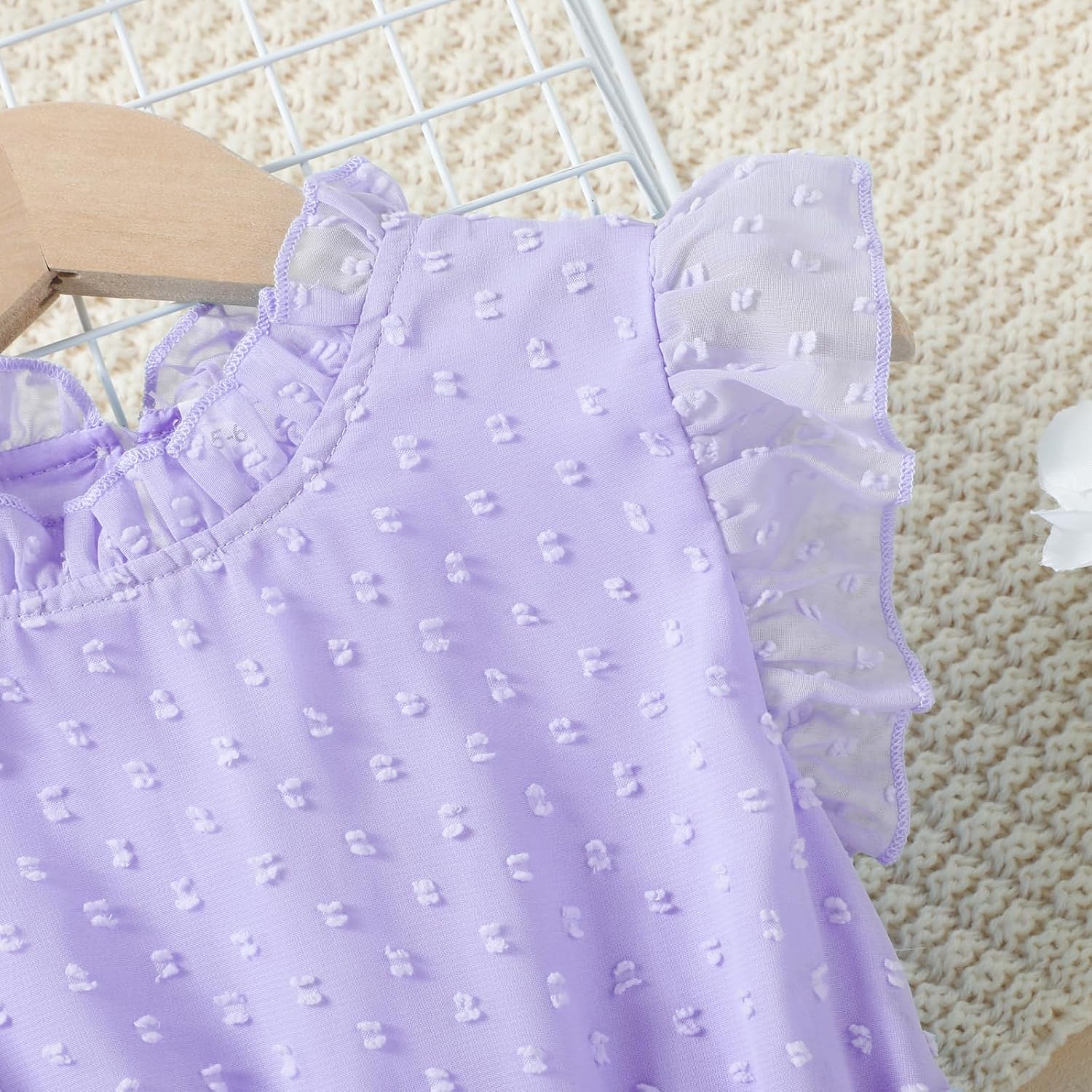 Girls Ruffle Dress Flutter Sleeveless Swiss Dot A-Line Sundress Flowy Pleated Dress for 5-13Y - Image 5