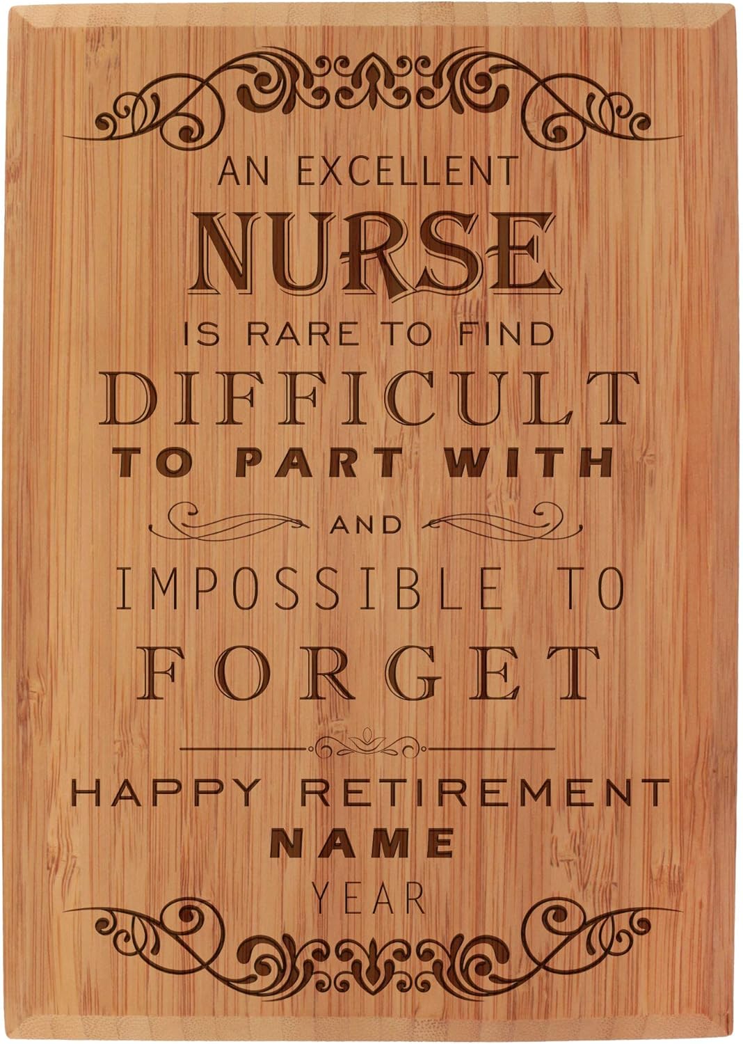 BambooMN - Custom Laser Engraved Retirement Plaque - 7.9" x 5.5" x 0.75" - Nurse Retirement
