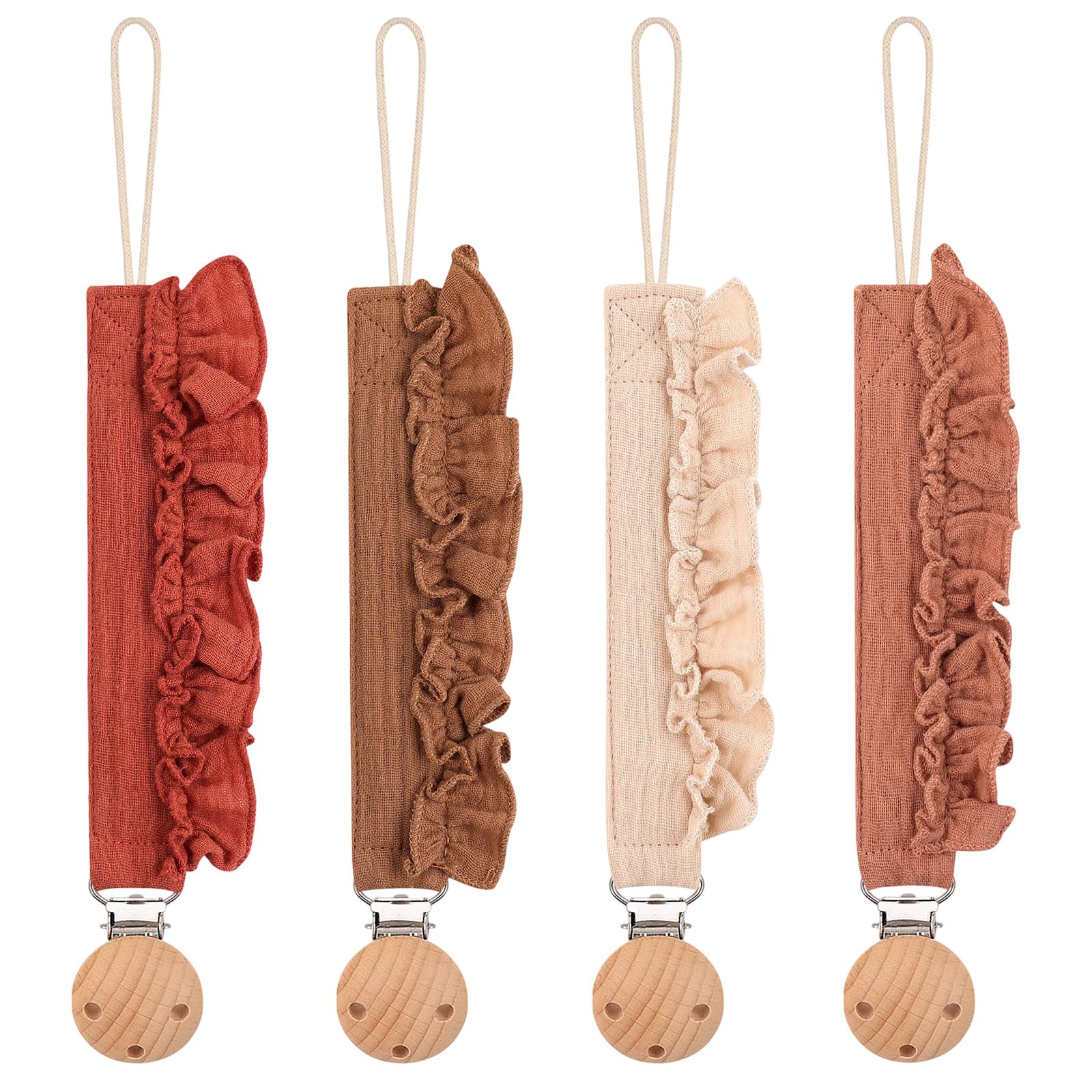 Set of 4pcs Infants Clip Chain Baby Soothing Toy Lanyard Nipple Holder Strap Loss Breathable Teething Clip Rope
