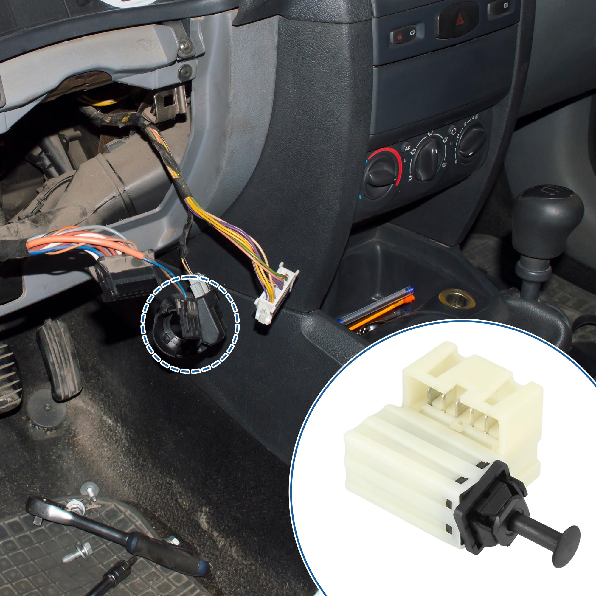 QUARKZMAN Bremslichtschalter Für Dodg Charger 07-10 1pc | Kunststoff, Metall, OE-Nr.: 04671336AD, Pin-Anzahl: 6, Schwarz, Beige, Für Chrysler & Für Dodg 2002-2016