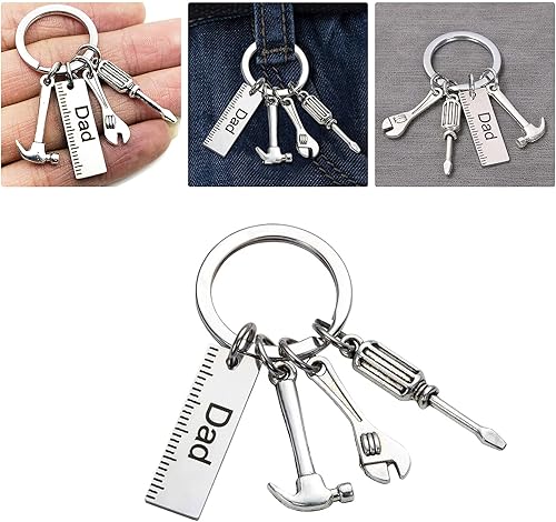 Miniatura 2 de Llavero con martillo de regla, destornillador para regalos del padre, llavero para el día de papá, cambiador para monedero