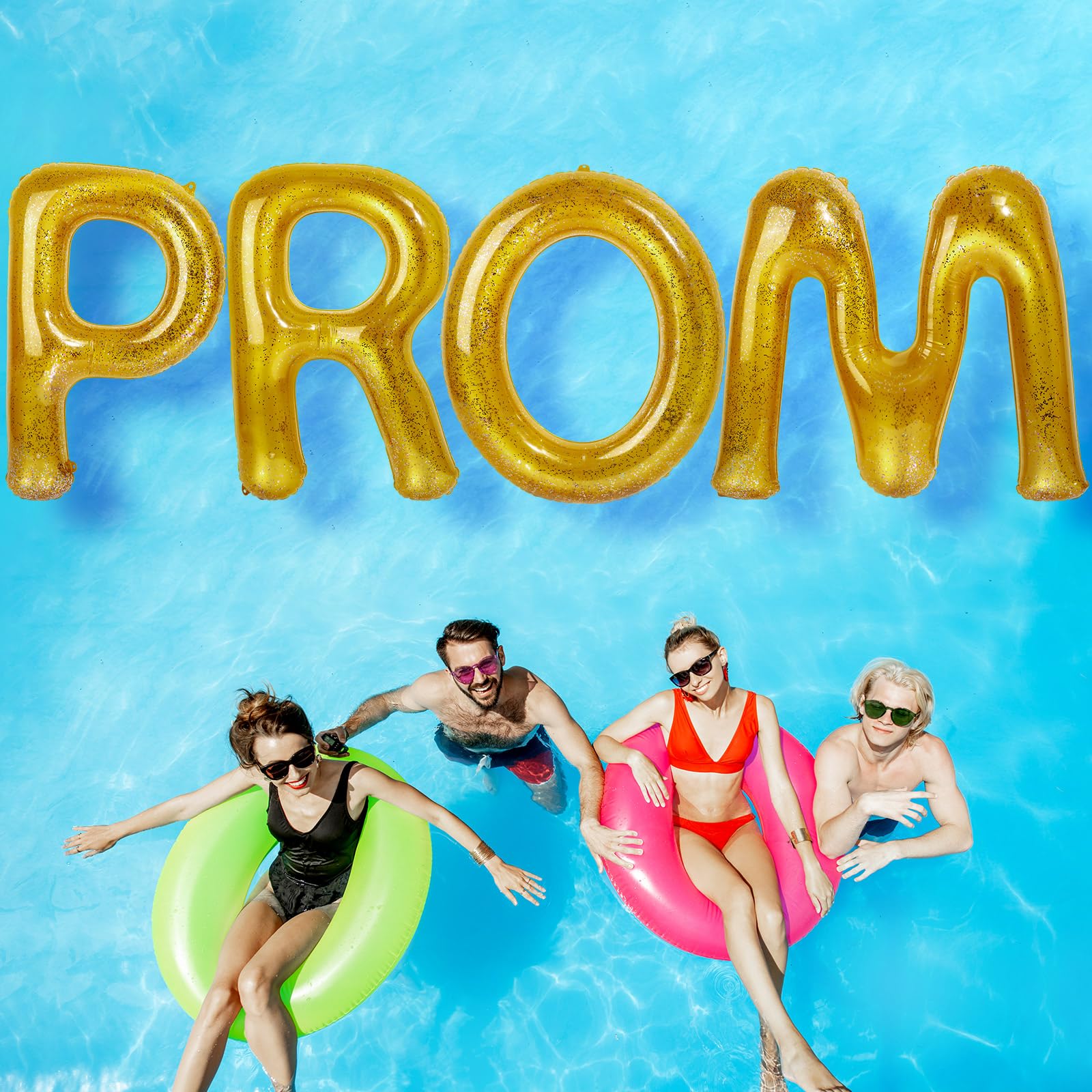 Photo 1 of 48" Large Pool Decorations 2024 Graduation Pool Float Giant Grad Inflatable Pool Floating Numbers Letters for Pool Beach Grad Prom Party Decor Class of 2024 Party Supplies Backdrop Gold Prom