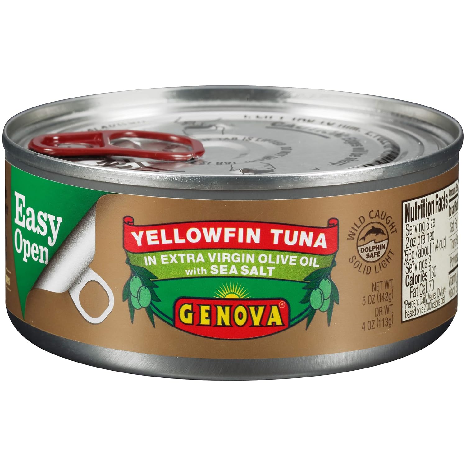 Genova Yellowfin Tuna in Pure Olive Oil, 5Ounce (Pack of