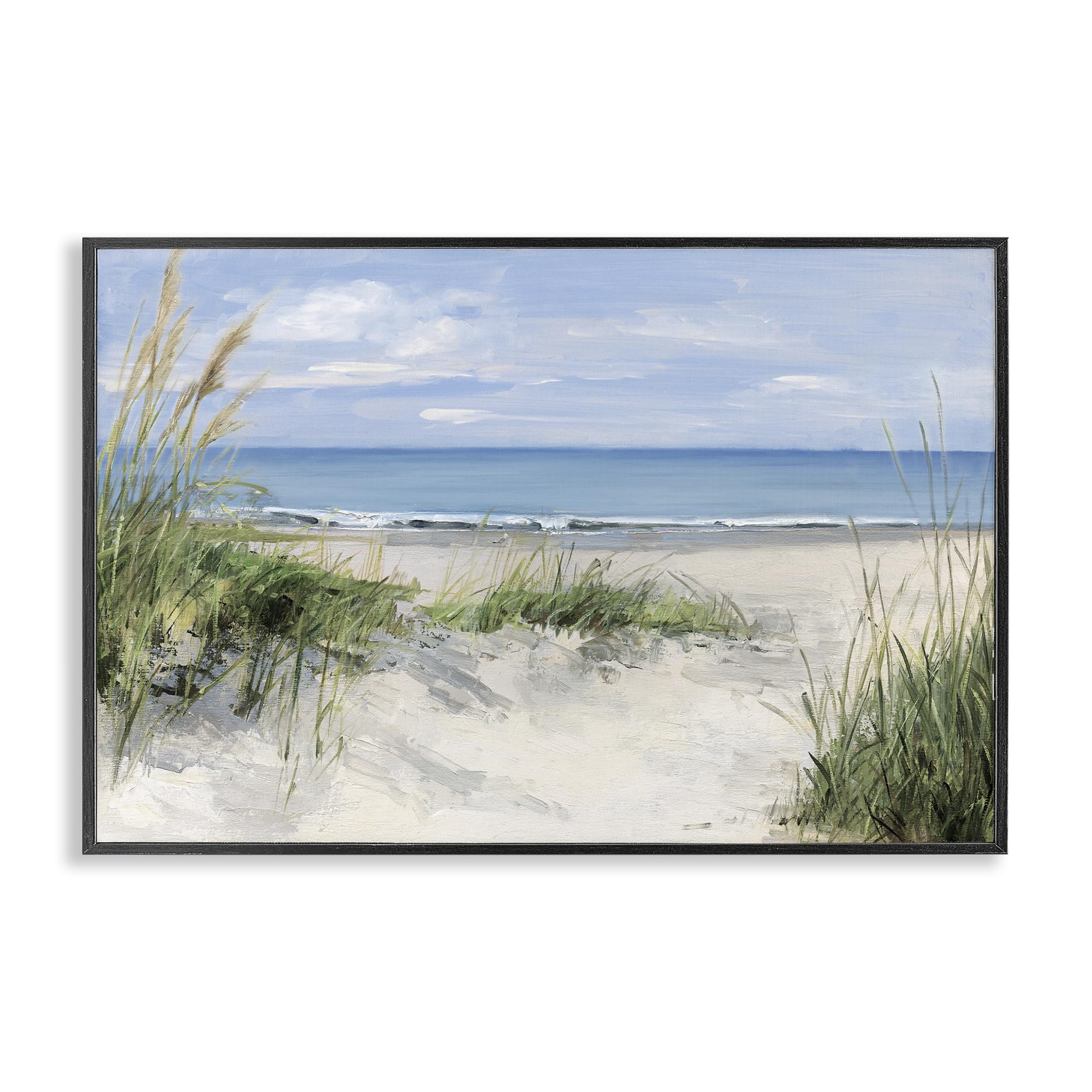 Stupell Industries Midnight Black (Textured) 'Tall Grasses By Beach Coast'| Framed Giclee Art