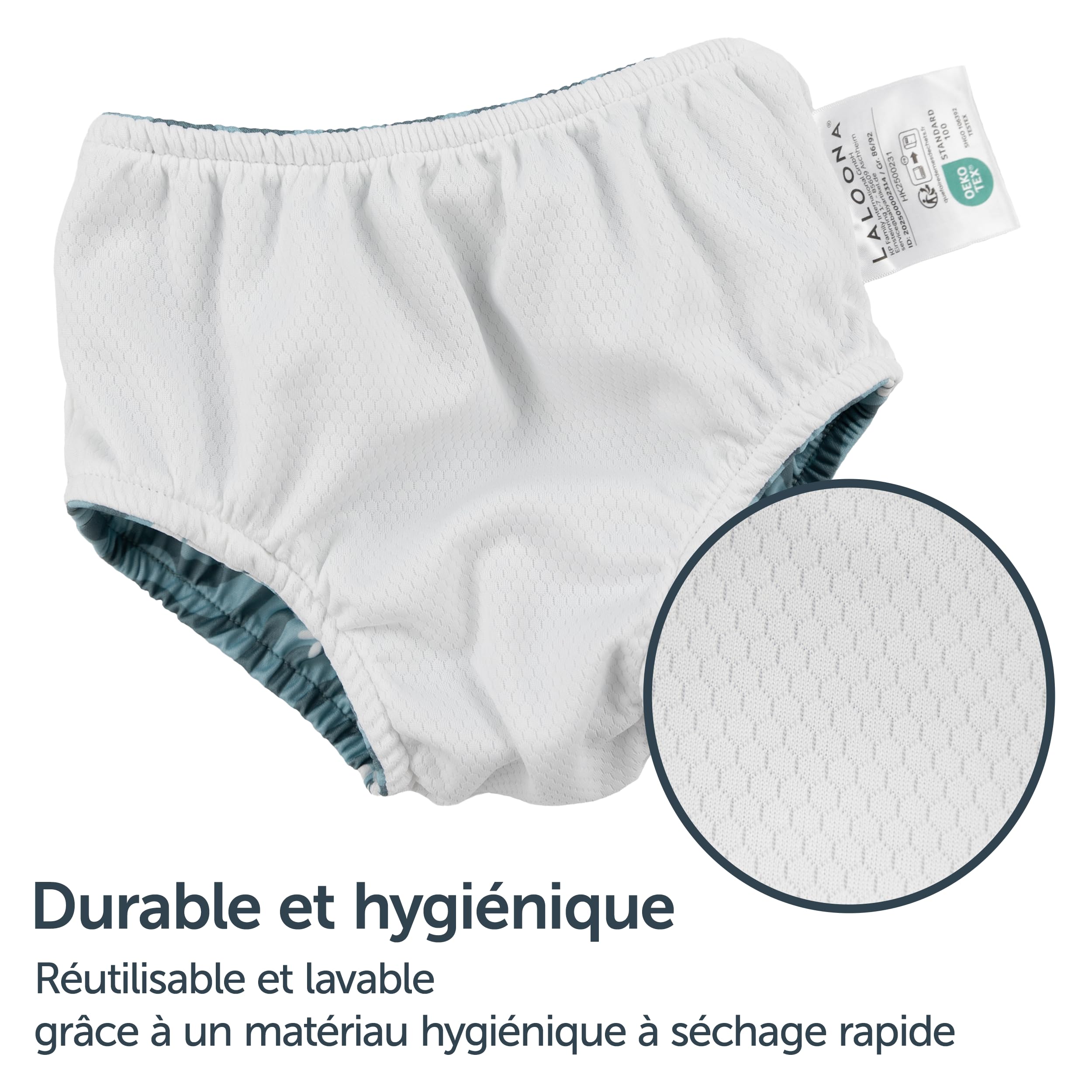 LaLoona Couche de Bain Bébé Réutilisable Oeko-Tex Standard 100 – Maillot de Bain Bebe Anti Fuite Piscine et Plage, Séchage Rapide, Confortable – Motif Crabe Vert, Taille 86-92