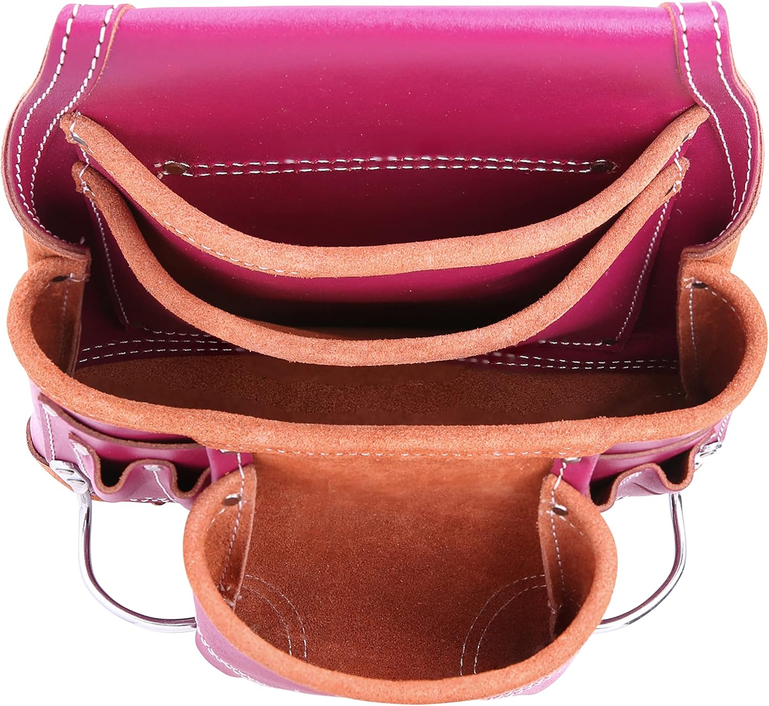 LAUTUS Oil Tanned Leather Tool Pouch Bag |Burgundy |Carpenter, Construction, Framers, Handyman | 10 Pockets, 2 Hammer Holders | 100% Leather