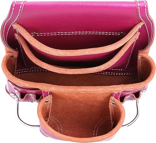 Miniatura 4 de LAUTUS Bolsa de herramientas de cuero curtido al aceite  Borgoña  Carpintero, construcción, enmarcadores, manitas  10 bolsillos, 2 soportes para