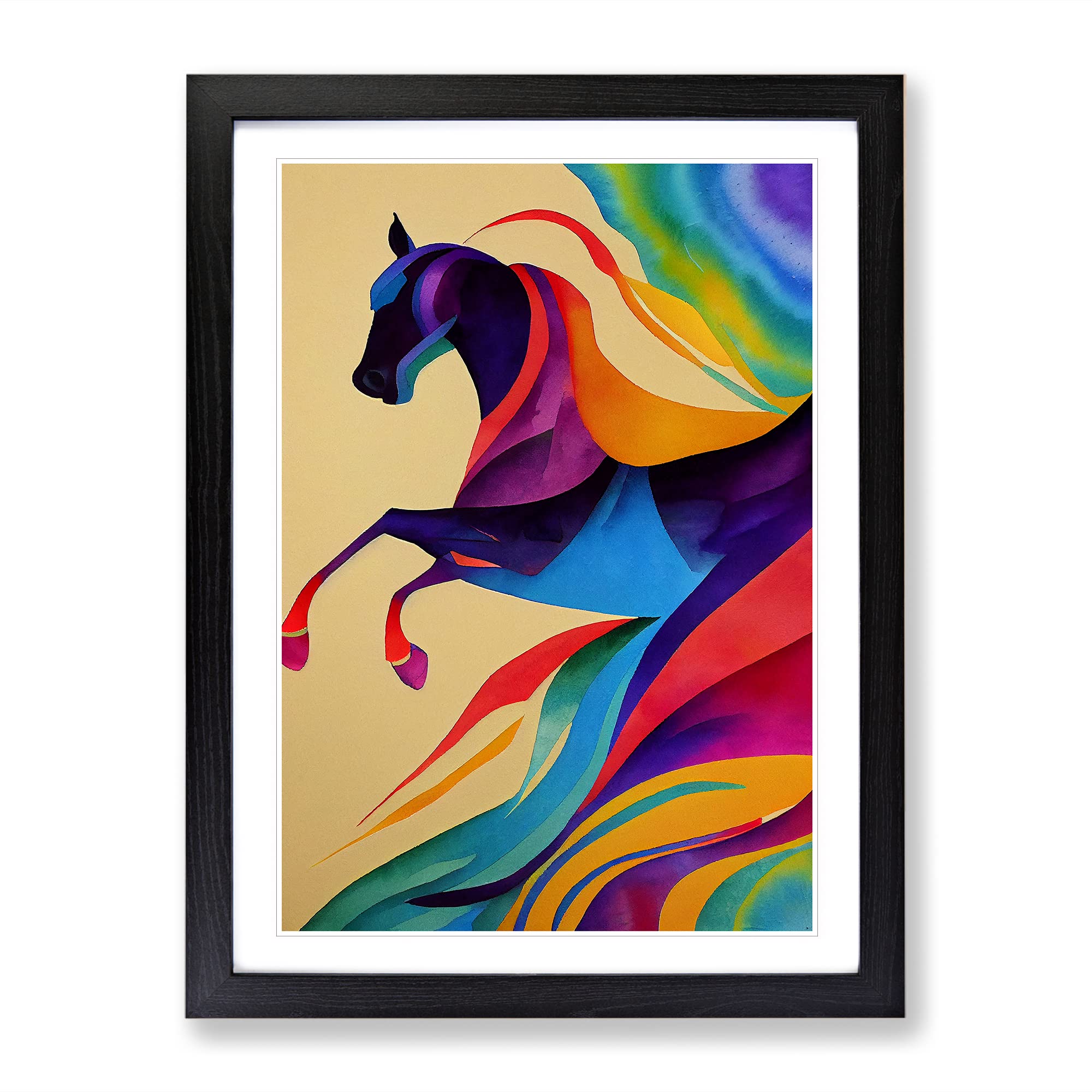 Horse Abstract Art No.4 Framed Print, Black, A3 (34 x 46 cm)